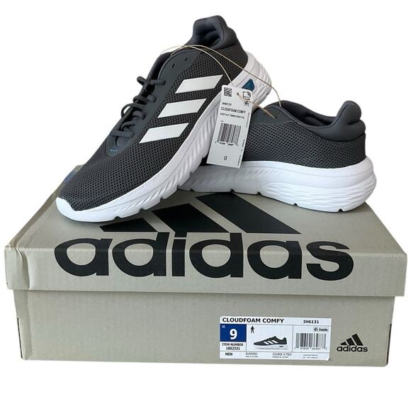 adidas Men’s Cloud foam Comfy Everyday Shoes Grey White Size 9 NEW in Box - Picture 9 of 10